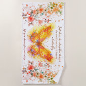 Levendige Vlinder Inspirerende Strand Handdoek (Voorkant)