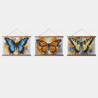 Levendige Vlinder Trio Wand Kunst Hangend Wandkleed