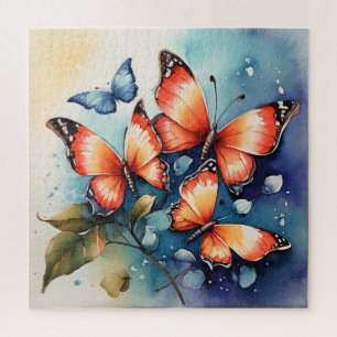 Levendige vlinder Waterverf artistiek Legpuzzel