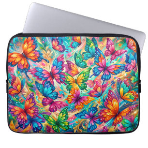 Levendige Vlinderdroomlandschap – Tropische Boho Laptop Sleeve