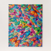 Levendige Vlinderdroomlandschap – Tropische Boho Legpuzzel (Verticaal)