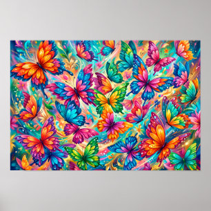 Levendige Vlinderdroomlandschap – Tropische Boho Poster