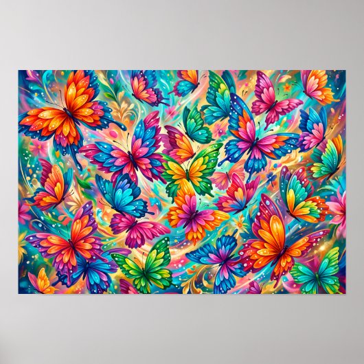 Levendige Vlinderdroomlandschap – Tropische Boho Poster (Voorkant)