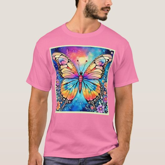 Levendige vlinderkunst t-shirt (Voorkant)