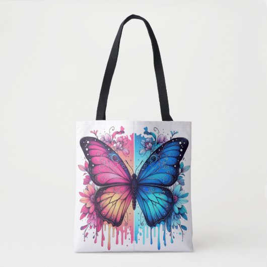Levendige vlinderkunst: Verloopvleugels, bloemen Tote Bag (Voorkant)