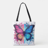 Levendige vlinderkunst: Verloopvleugels, bloemen Tote Bag (Achterkant)