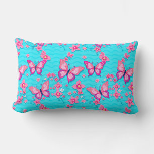 Levendige Vlinders en Bloemen Ontwerp Kussen