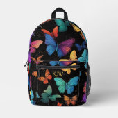 Levendige vlinders monogram bedrukte rugzak (Voorkant)