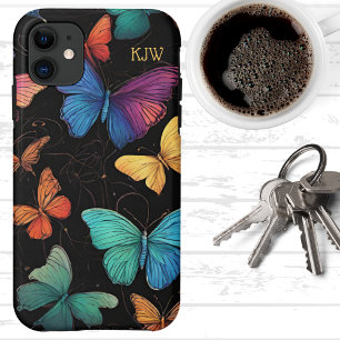 Levendige vlinders monogram Case-Mate iPhone case