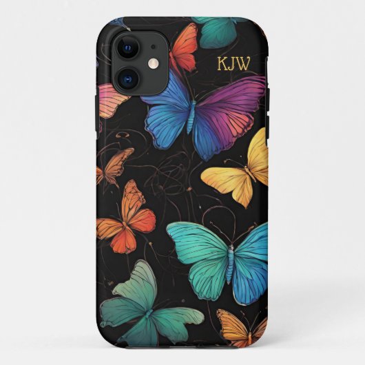 Levendige vlinders monogram Case-Mate iPhone case (Achterkant)