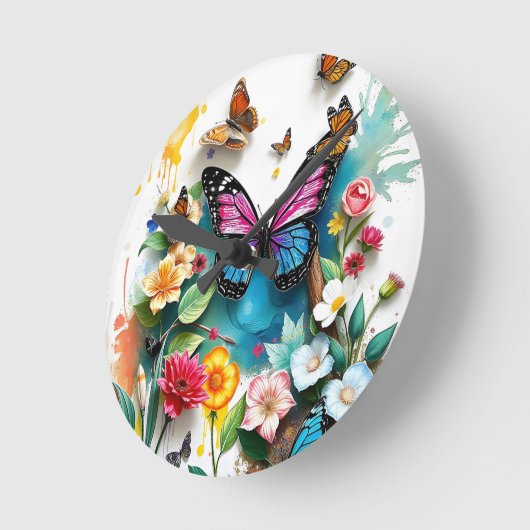 Levendige vlindertuin | Geïnspireerd voorjaarsontw Ronde Klok (Hoek)