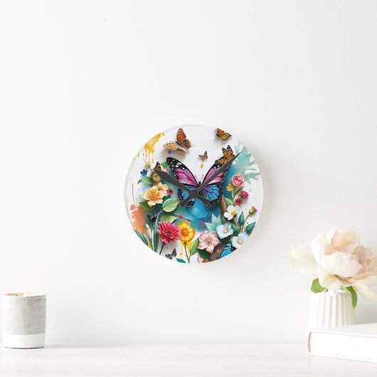 Levendige vlindertuin | Geïnspireerd voorjaarsontw Ronde Klok (Huis)