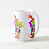Levendige vloeibare explosie: abstracte verfspatte koffiemok (Voorkant rechts)
