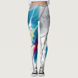 Levendige vloeiende neurale bladnerf abstracte wra leggings