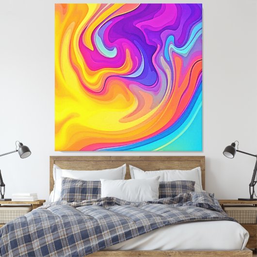 Levendige vloeistofkunststroom canvas afdruk (Insitu (Slaapkamer))