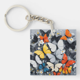 "Levendige vlucht: Acrylkleurige Vlinders Sleutelhanger