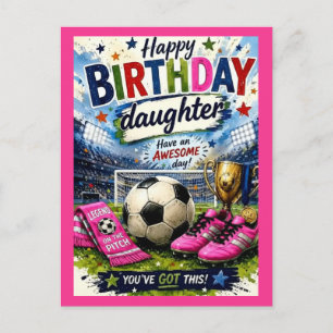 levendige voetbal-thema Dochter verjaardagskaart Briefkaart