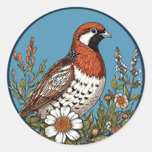 🦜 Levendige vogel bloemen sticker natuur decor ca