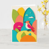 Levendige Vogel Melodie Harmonie Kaart (Gele Bloem)