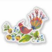 Levendige vogel van geluk bloemsticker sticker (Voorkant)
