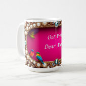 Levendige vogels omringd door sieraden Lijst Koffiemok (Voorkant links)