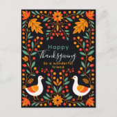 Levendige volkskunst ganzenesdoorn verlaat Thanksg Briefkaart (Voorkant)