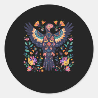 Levendige volkskunst illustratie van een kleurrijk ronde sticker