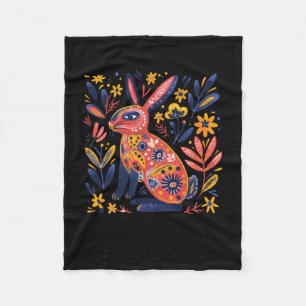 Levendige volkskunst stijl illustratie van een kon fleece deken