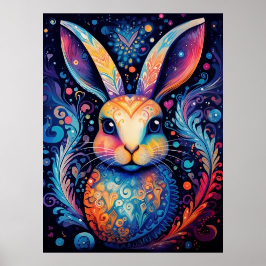 Levendige vortex: bloeiende konijnengelukzaligheid poster (Voorkant)