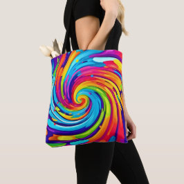 Levendige vortex in artistieke wervelwind tote bag