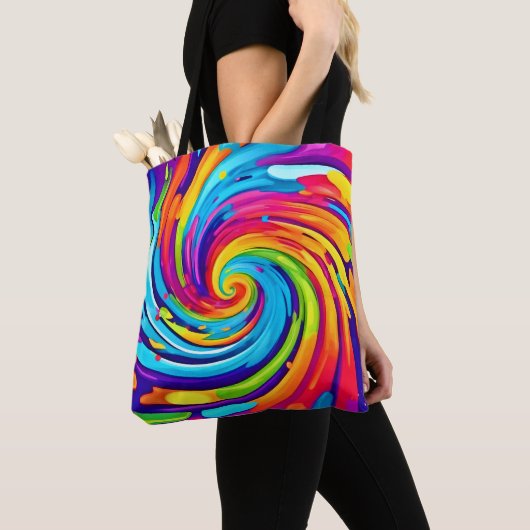 Levendige vortex in artistieke wervelwind tote bag (Dichtbij)