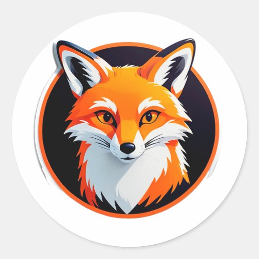 Levendige Vossekop Ronde Sticker (Voorkant)