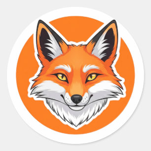 Levendige Vossen Kop Ronde Sticker