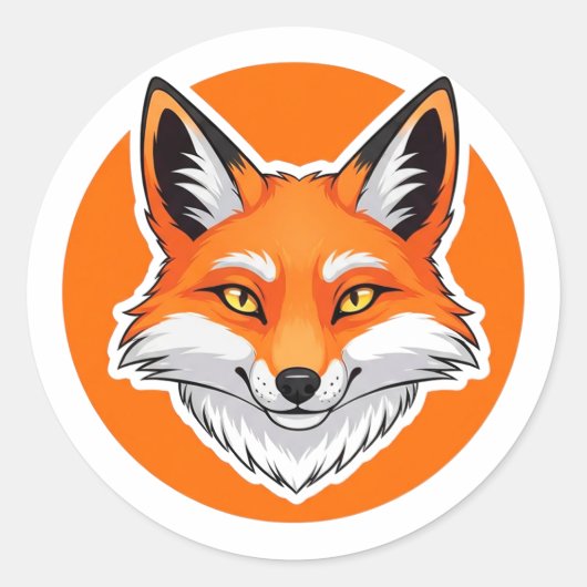 Levendige Vossen Kop Ronde Sticker (Voorkant)