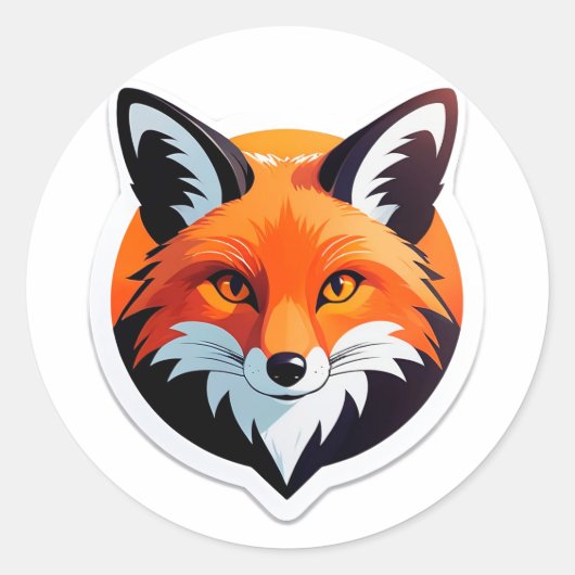 Levendige Vossen Kop Ronde Sticker (Voorkant)
