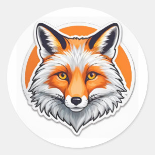 Levendige Vossen Kop Ronde Sticker