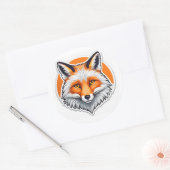 Levendige Vossen Kop Ronde Sticker (Envelop)