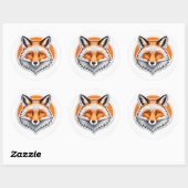 Levendige Vossen Kop Ronde Sticker (Vel)