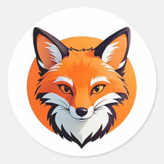 Levendige Vossen Kop Ronde Sticker (Voorkant)