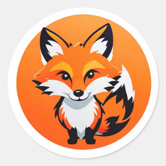 Levendige Vossen Kop Ronde Sticker (Voorkant)