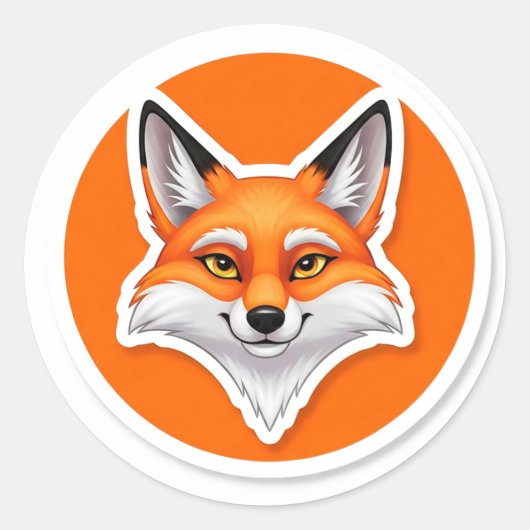 Levendige Vossen Kop Ronde Sticker (Voorkant)