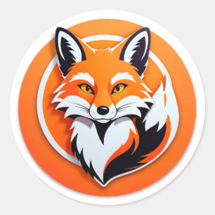 Levendige Vossen Kop Ronde Sticker