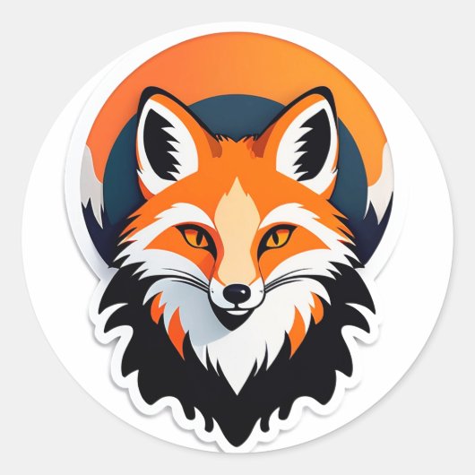 Levendige Vossen Kop Ronde Sticker (Voorkant)