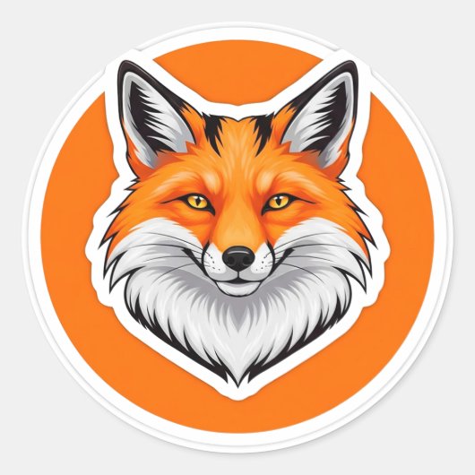 Levendige Vossen Kop Ronde Sticker (Voorkant)