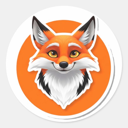Levendige Vossen Kop Ronde Sticker (Voorkant)