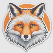 Levendige Vossen Kop Sticker (Voorkant)