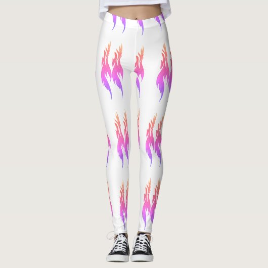 Levendige Vuurvlam Roze Gedrukte Kleur Meisjes Vro Leggings (Voorkant)