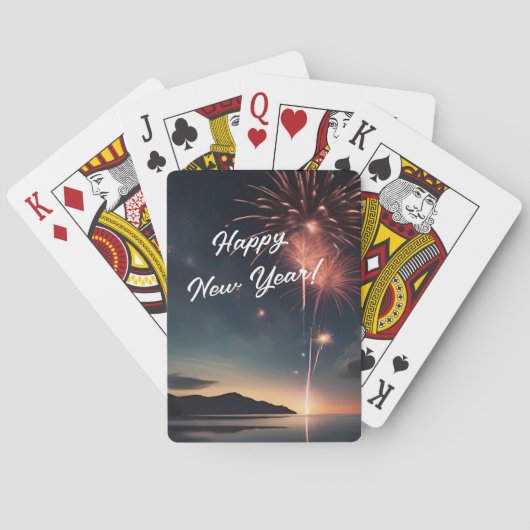 Levendige vuurwerk Night Sky Happy New Year Poker Pokerkaarten (Achterkant)