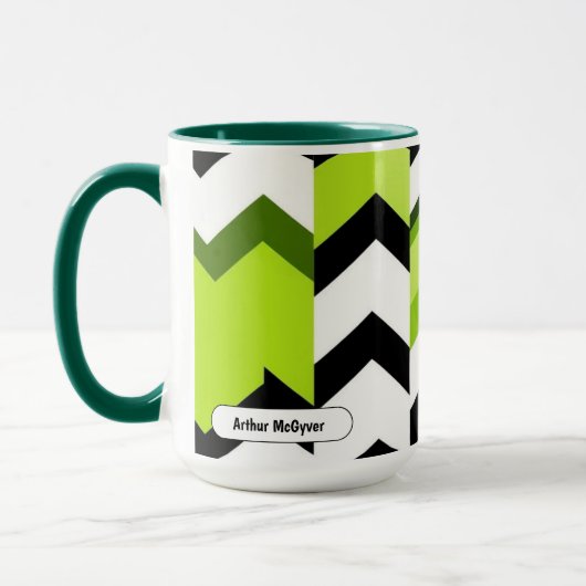 Levendige Wasabi Chevron Moderne Textuur Mok (Links)