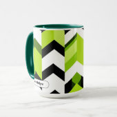 Levendige Wasabi Chevron Moderne Textuur Mok (Voorkant links)